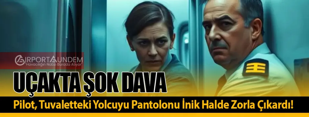 Uçakta Şok Dava: Pilot, Tuvaletteki Yolcuyu Pantolonu İnik Halde Zorla Çıkardı!