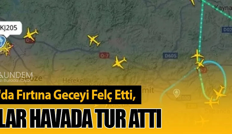 İstanbul'da Fırtına Geceyi Felç Etti, Uçaklar Havada Tur Attı