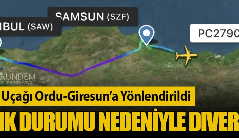 Samsun Uçağı Ordu-Giresun’a Yönlendirildi: Sağlık Durumu Nedeniyle Divert