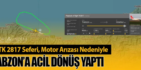 THY TK 2817 Seferi, Motor Arızası Nedeniyle Trabzon’a Acil Dönüş Yaptı