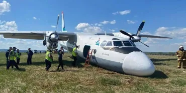 An-24 Uçağının Ön İniş Takımı Çöktü, Uçak Pistten Çıktı