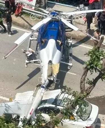 Helikopter Yere İndi, Araca Çarptı: Faciadan Dönüldü