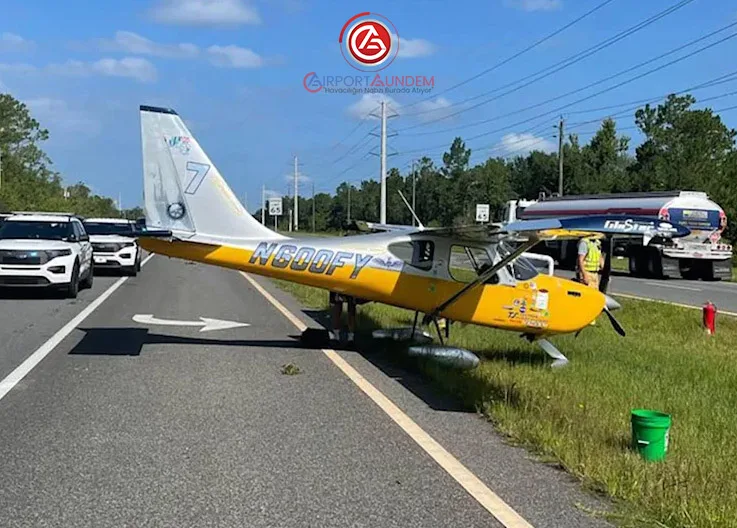 ABD’de Küçük Uçak Yola İndi, Faciadan Dönüldü