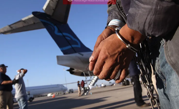 ABD’de Sınır Dışı Edilen Göçmen Uçakta Kendini Yemeye Çalıştı