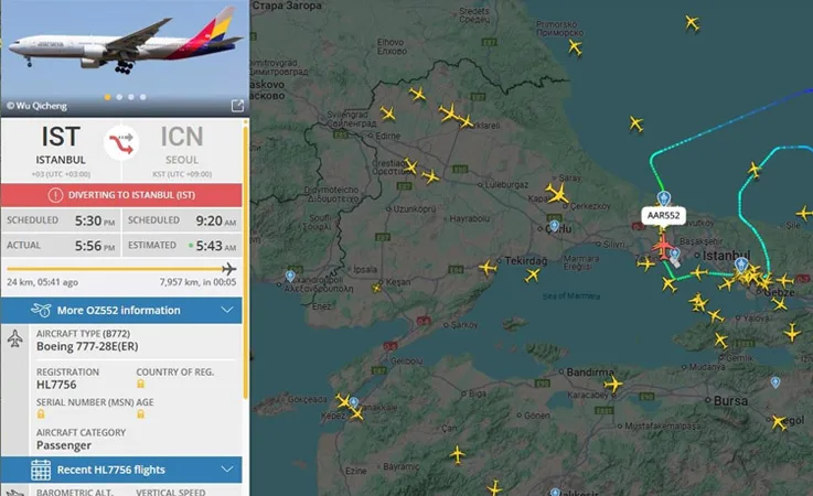İstanbul’dan Kalkan Asiana Uçağı Havada Acil Karar Aldı
