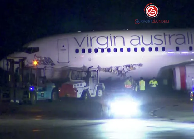 Virgin Australia 737’si Yer Aracıyla Çarpıştı. Uçak Bantla Kapatıldı