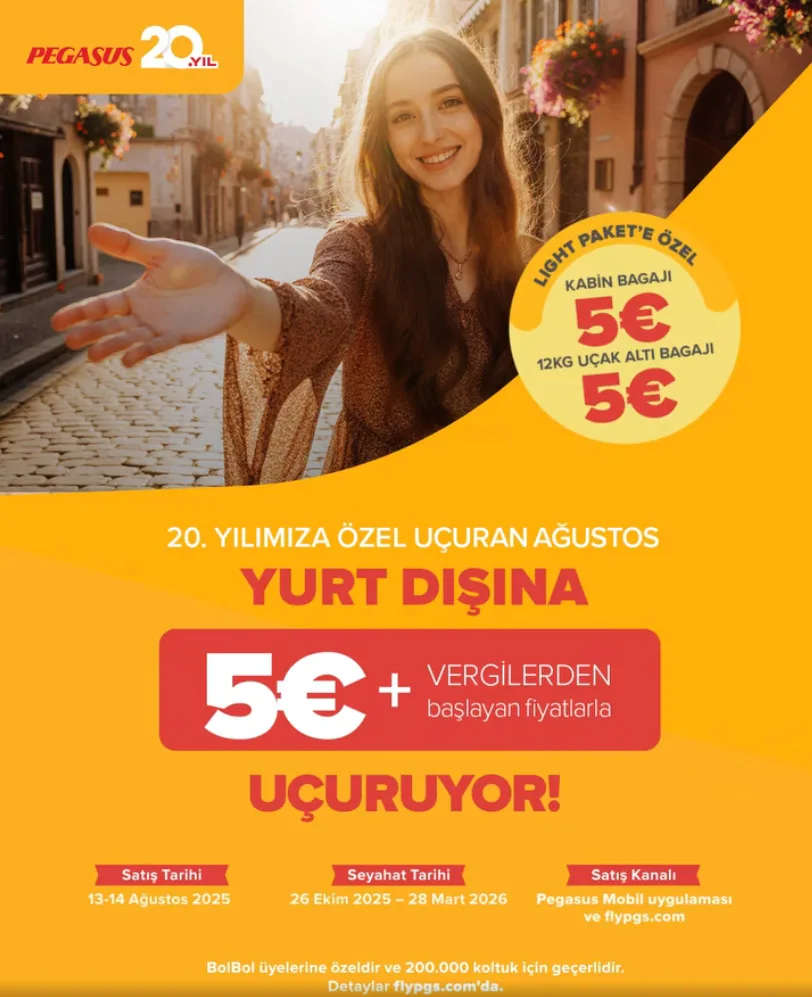 Pegasus’ta 5 Euro’dan Başlayan Yurt Dışı Hatlar Satışta