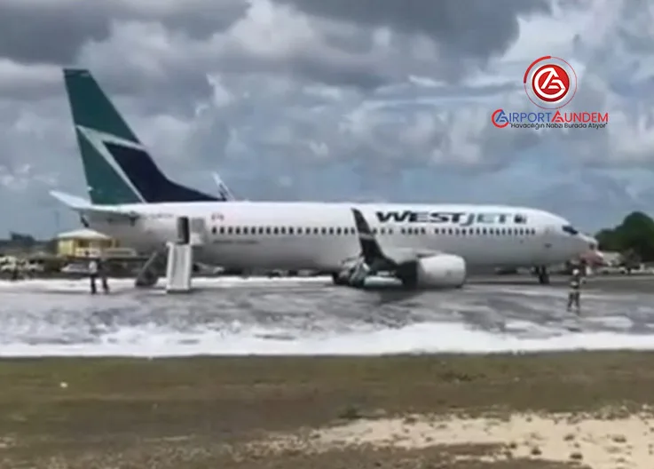 WestJet 737-800’ün Sağ Ana İniş Takımı Çöktü, Pist Geçici Olarak Kapatıldı