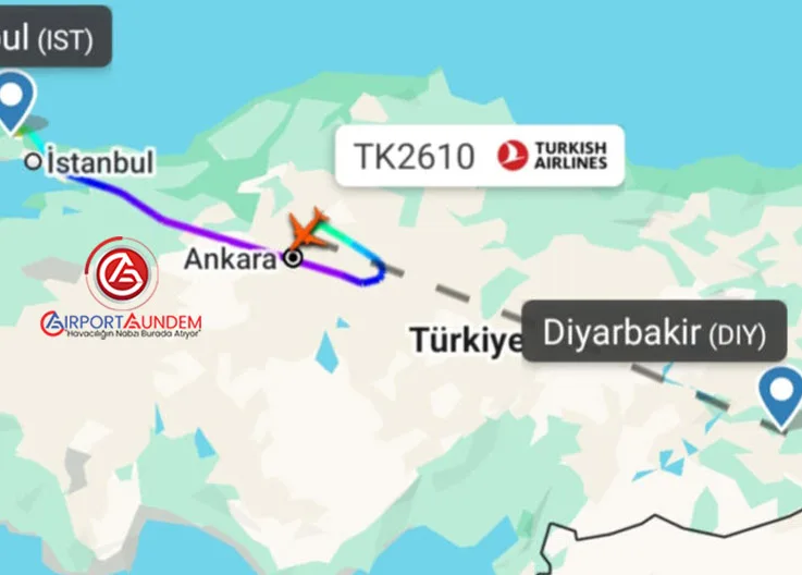 Acil İniş: THY İstanbul–Diyarbakır Seferi Ankara’ya Yönlendirildi