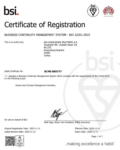 İGA İstanbul Havalimanı, Yolcu Deneyimini Uluslararası Sertifikayla Güvence Altına Aldı 2 Havacılık Haberleri İGA İstanbul Havalimanı İGA İstanbul Havalimanı, Yolcu Deneyimini Uluslararası Sertifikayla Güvence Altına Aldı