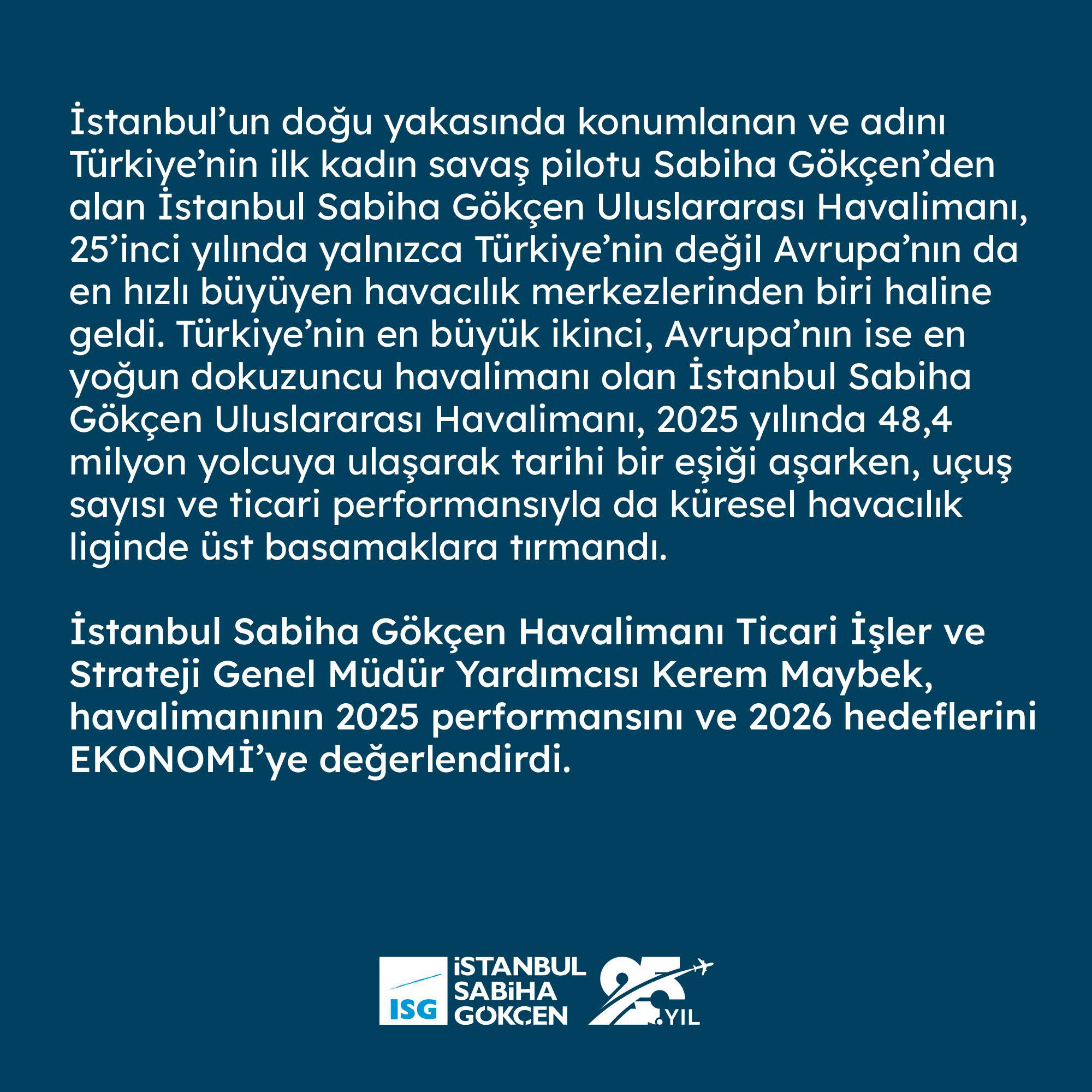 Sabiha Gökçen 48,4 Milyon Yolcuya Ulaştı: 2026’da 50 Milyon Eşiği Aşılacak