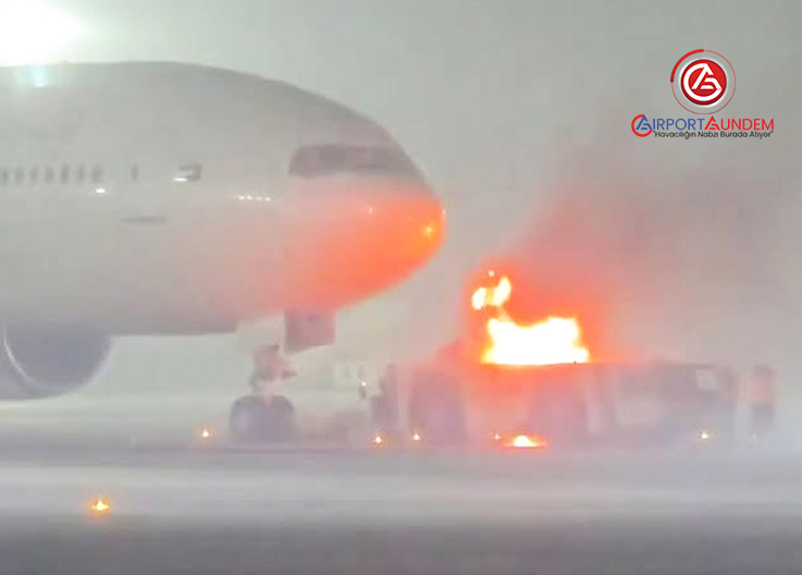 Etihad’a Ait Boeing 777-300ER Pushback Aracı Alev Aldı