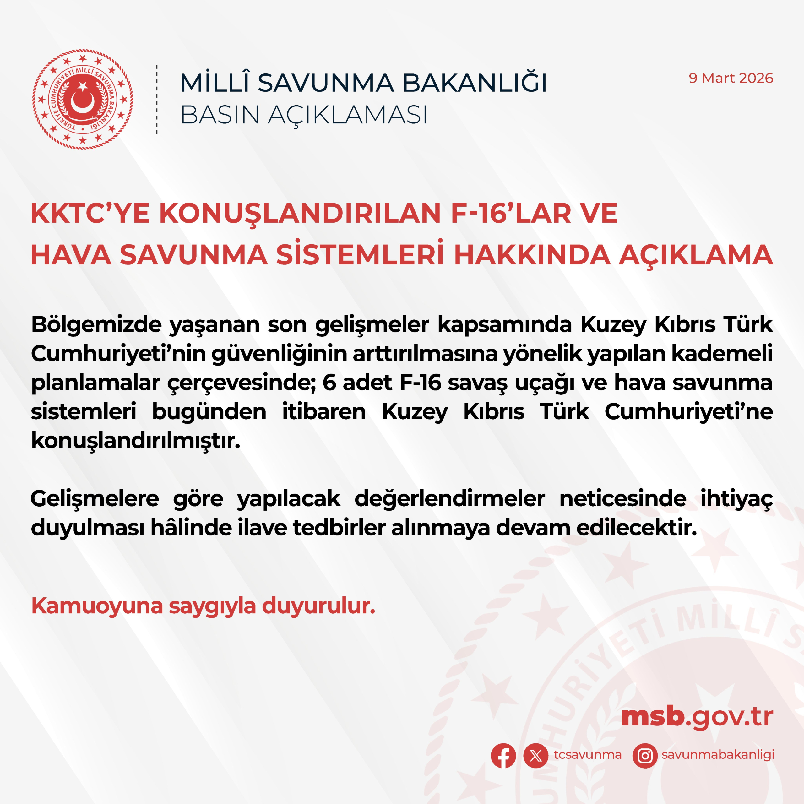 KKTC’ye 6 F-16 ve hava savunma sistemi konuşlandırıldı