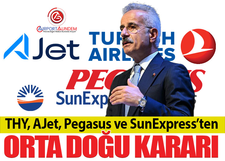 THY, AJet, Pegasus ve SunExpress Orta Doğu Seferlerini Durdurdu