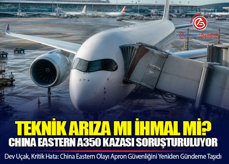 China Eastern Uçağı Parkta Yolcu Köprüsüne Çarptı