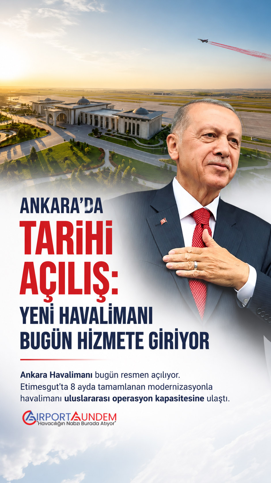 Ankara Havalimanı bugün resmen açılıyor. Etimesgut'ta 8 ayda tamamlanan modernizasyonla havalimanı uluslararası operasyon kapasitesine ulaştı.