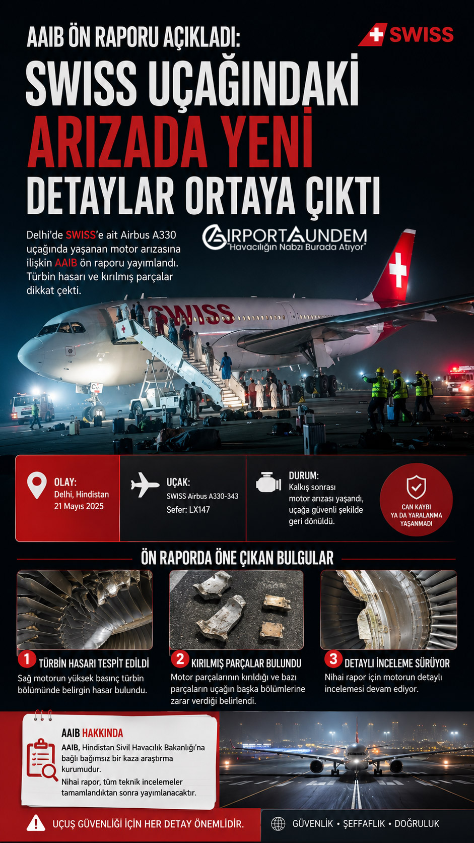 Delhi’de SWISS Uçağında Şok Motor Arızası: Patlama Sesinin Ardındaki Kritik Detaylar Ortaya Çıktı