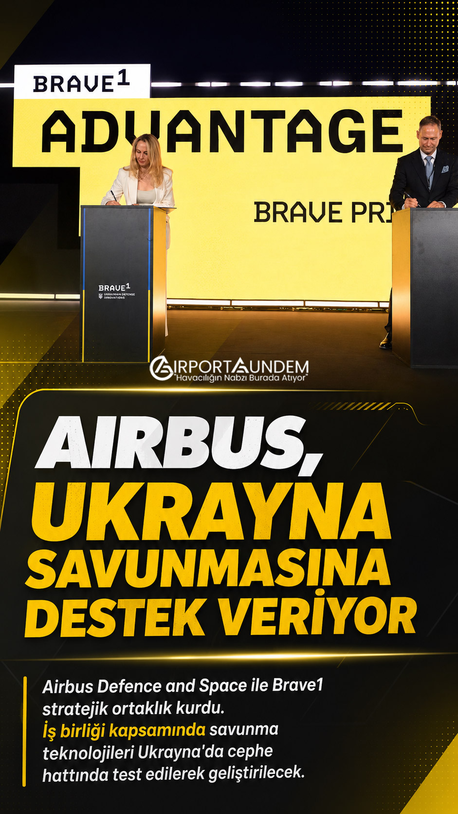 Airbus, Ukrayna Savunmasına Destek Veriyor 1 Havacılık Haberleri Airbus Airbus Defence and Space ile Brave1 stratejik ortaklık kurdu. İş birliği kapsamında savunma teknolojileri Ukrayna'da cephe hattında test edilerek geliştirilecek.