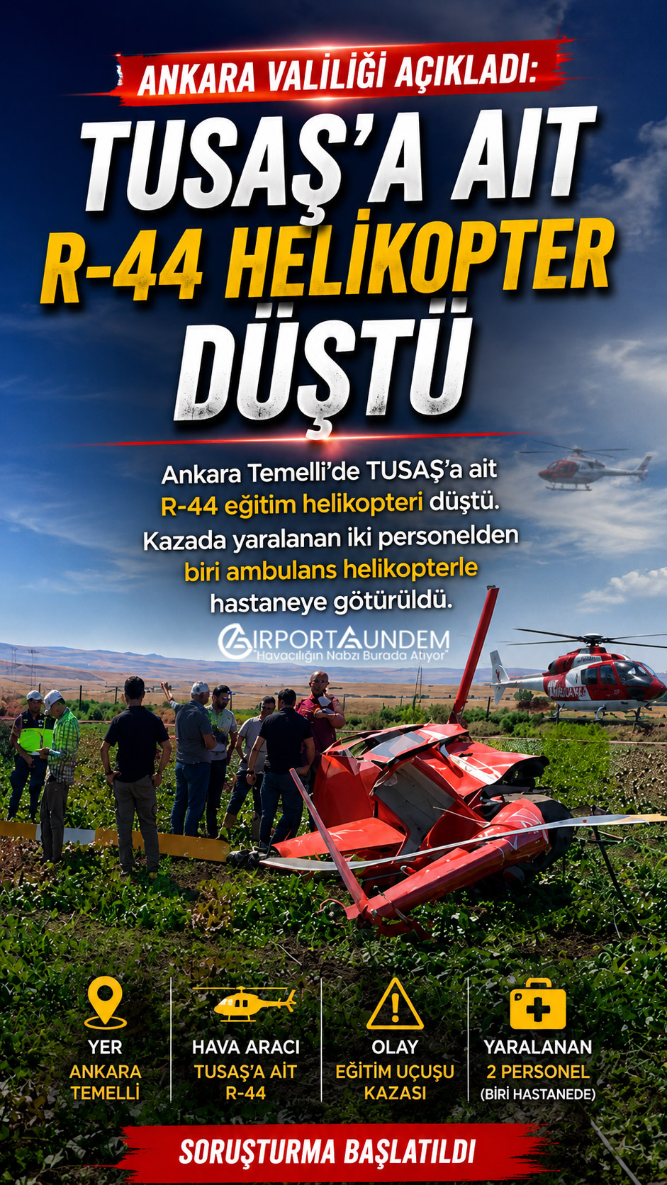 Ankara Valiliğinin TUSAŞ’a ait R-44 eğitim helikopteri kazasına ilişkin basın açıklaması