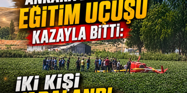 Ankara Temelli’de eğitim uçuşu sırasında tarlaya düşen sivil helikopter