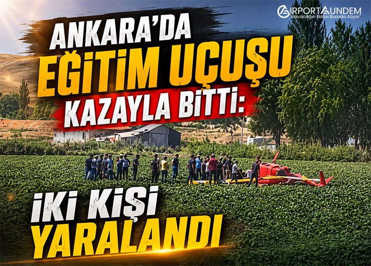Ankara Temelli’de eğitim uçuşu sırasında tarlaya düşen sivil helikopter