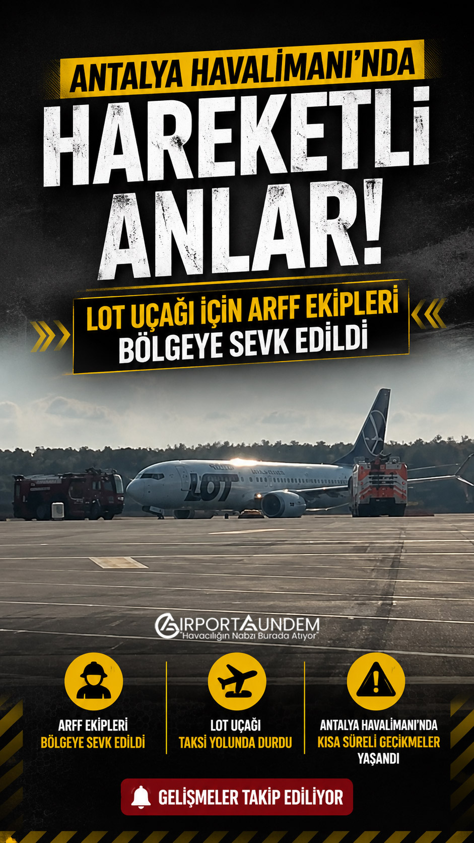 LOT Polish Airlines'ın Varşova-Antalya seferini yapan Boeing 737 MAX uçağı, iniş sonrası taksi yolunda durdu. Olay nedeniyle Antalya Havalimanı'nda kısa süreli gecikmeler yaşandı.