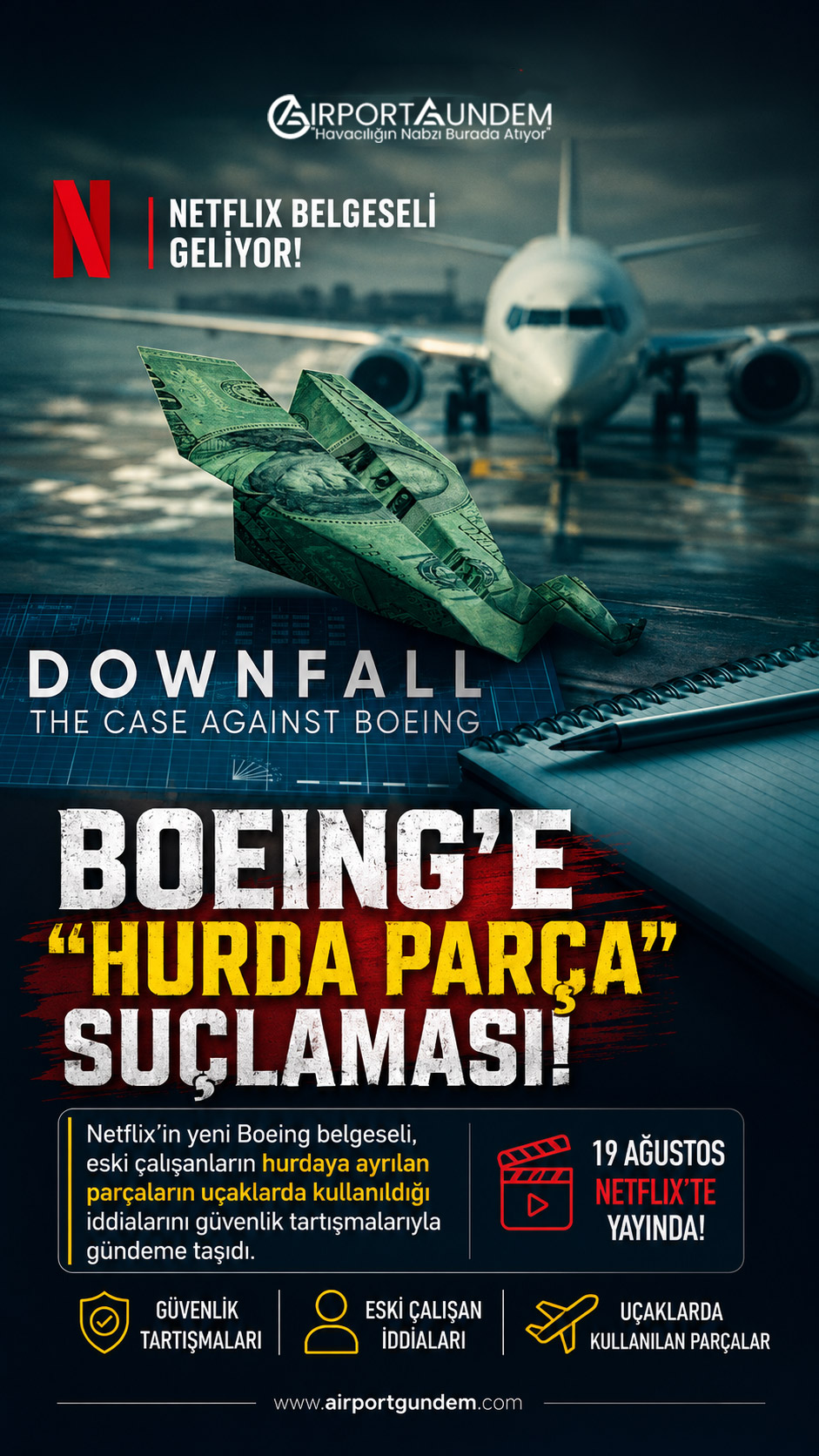 Netflix Freefall belgeselinde Boeing 787 üretimi ve hurdaya ayrılmış parça iddiaları