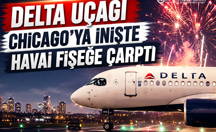 Delta Uçağı Chicago’ya İnişte Havai Fişeğe Çarptı