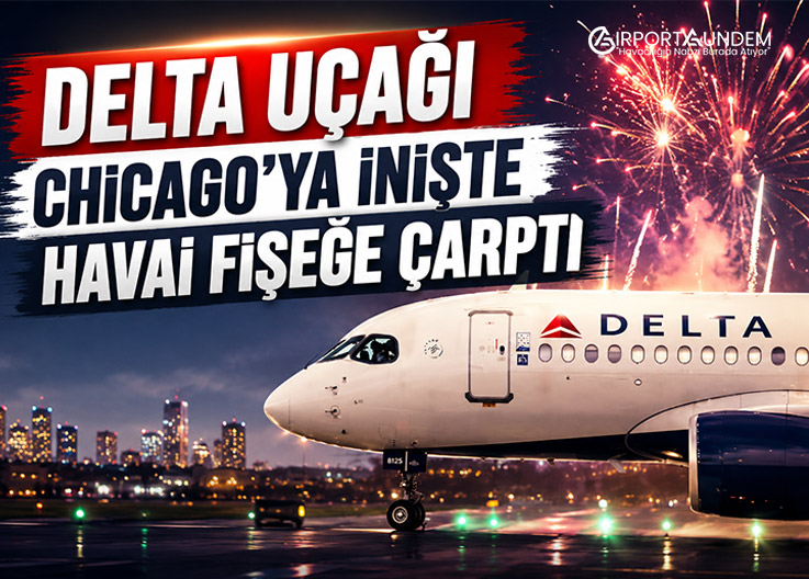 Delta Uçağı Chicago'ya İnişte Havai Fişeğe Çarptı