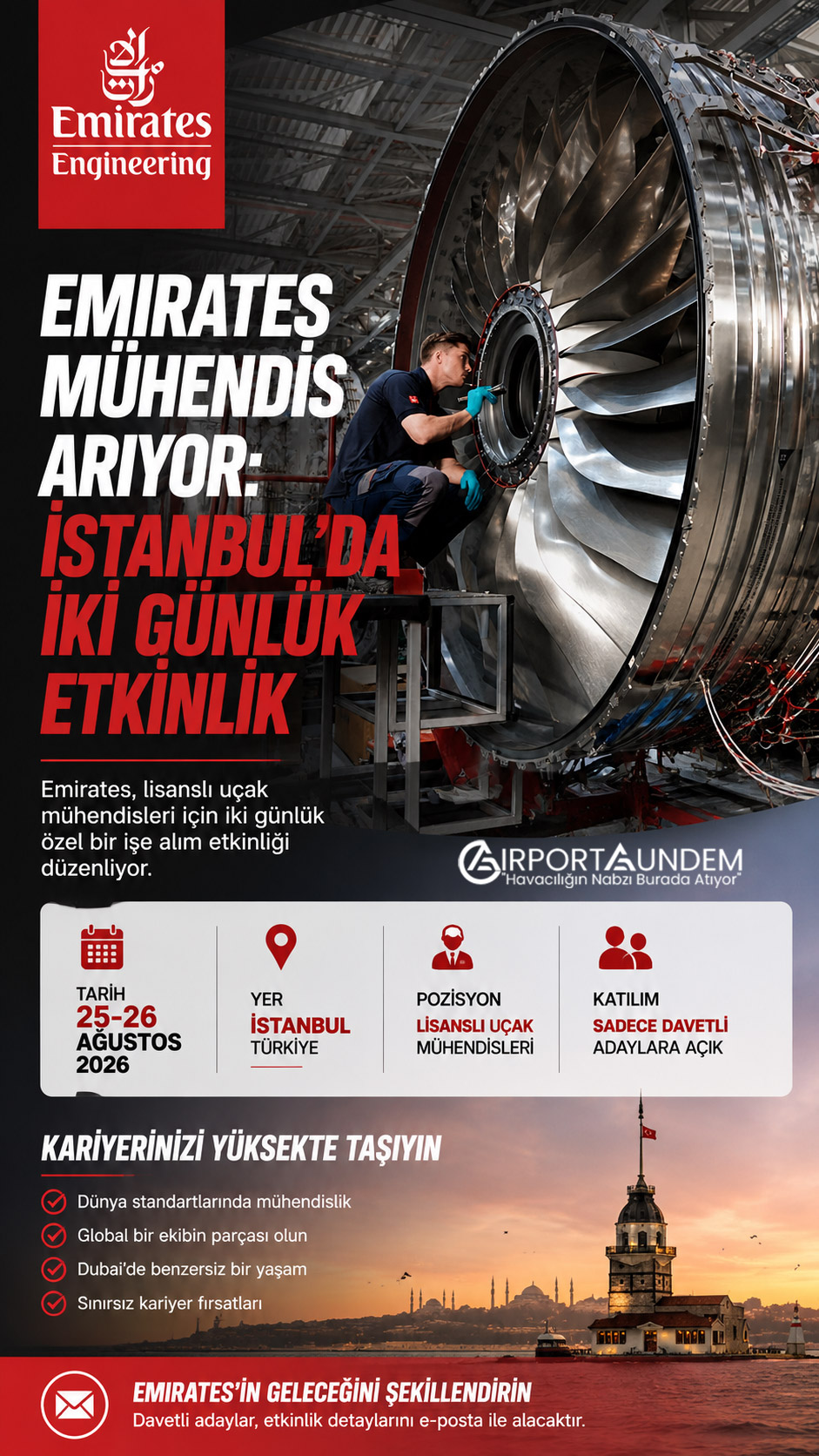Emirates Engineering İstanbul lisanslı uçak mühendisi işe alım etkinliği
