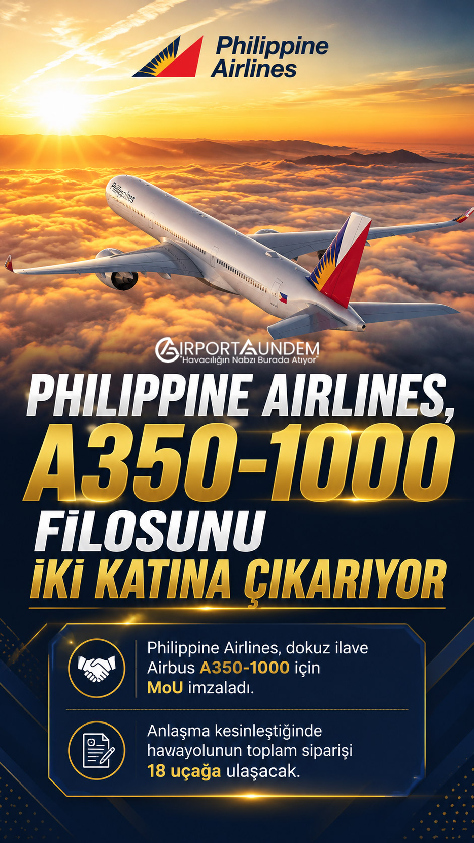Philippine Airlines’ın dokuz Airbus A350-1000 için Farnborough’da imzaladığı anlaşma