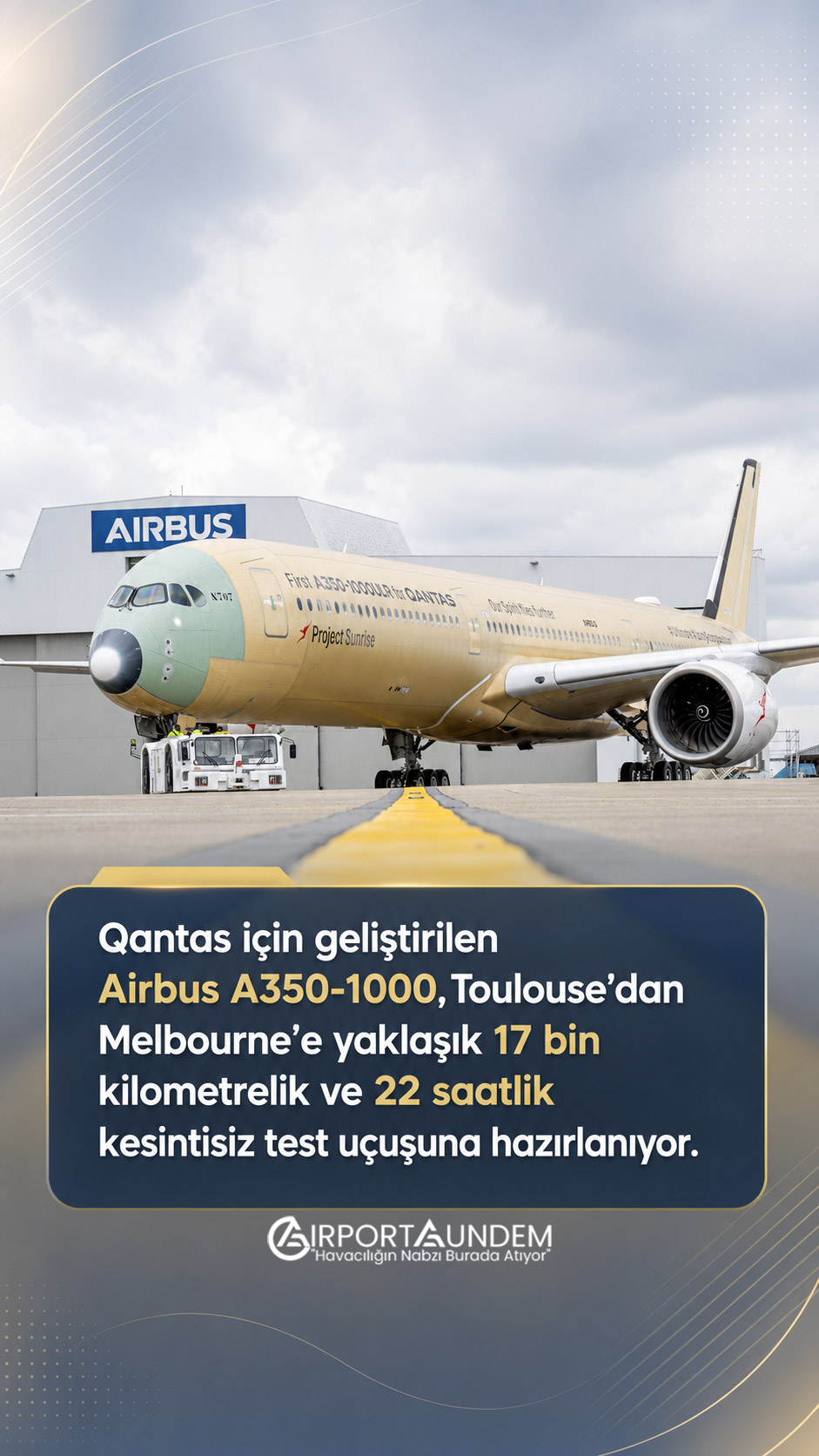 Qantas Project Sunrise için geliştirilen Airbus A350-1000 uçağı