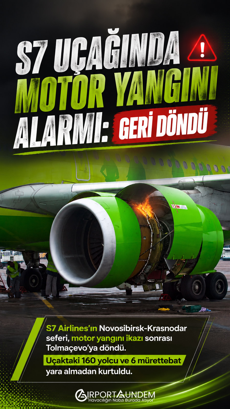 Yangın ikazı nedeniyle Novosibirsk’e geri dönen S7 Airlines uçağı
