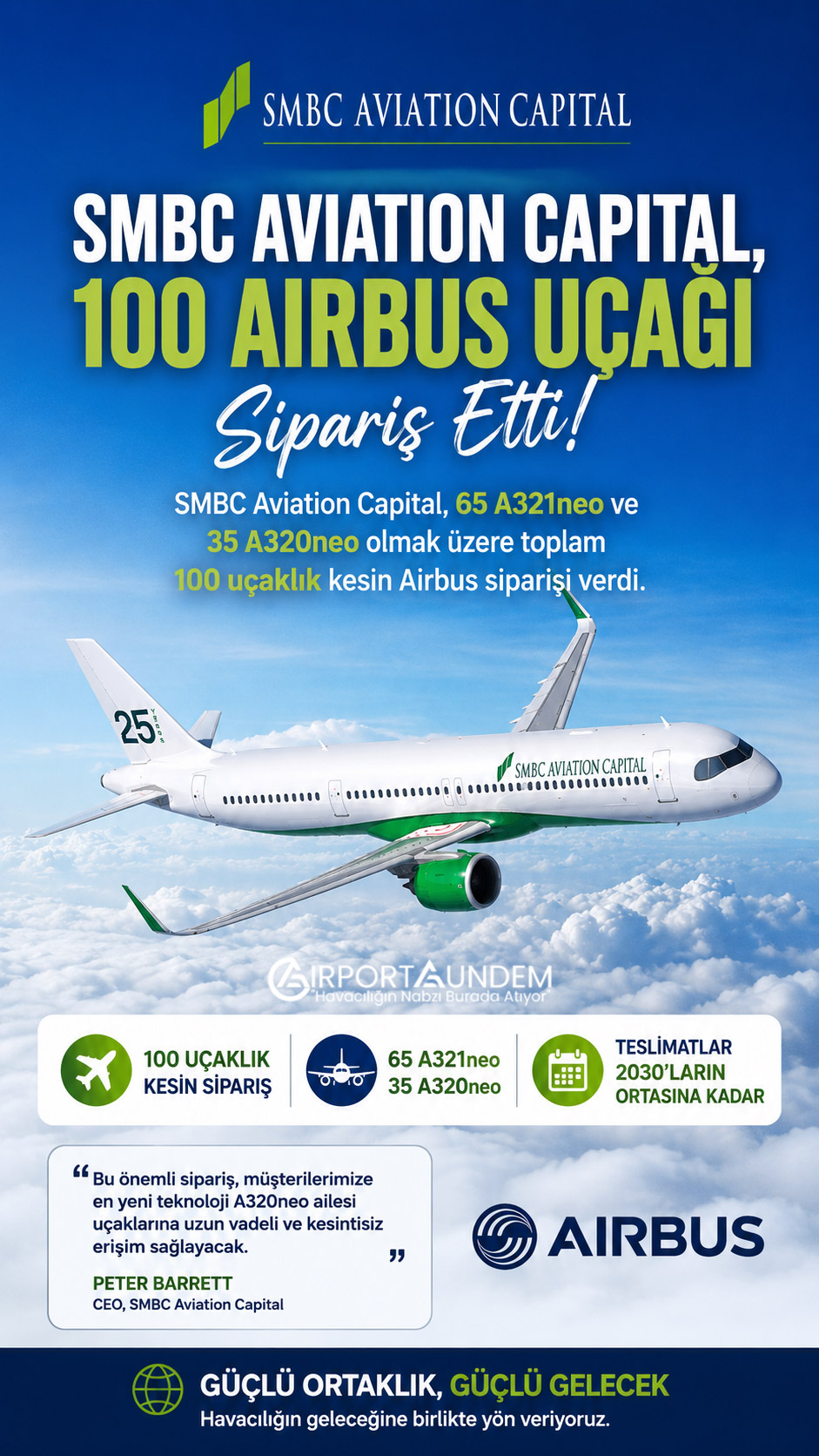 SMBC Aviation Capital tarafından sipariş edilen Airbus A321neo uçağı