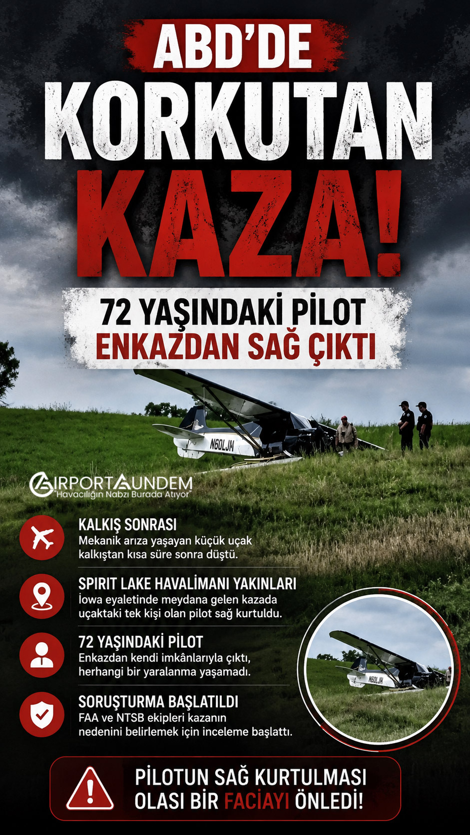 Spirit Lake Havalimanı Yakınlarında Küçük Uçak Düştü 2 Havacılık Haberleri Spirit Lake Havalimanı Spirit Lake Havalimanı yakınlarında kalkış sonrası mekanik arıza yaşayan küçük uçak düştü. Uçaktaki tek kişi olan pilot kazadan yara almadan kurtuldu.