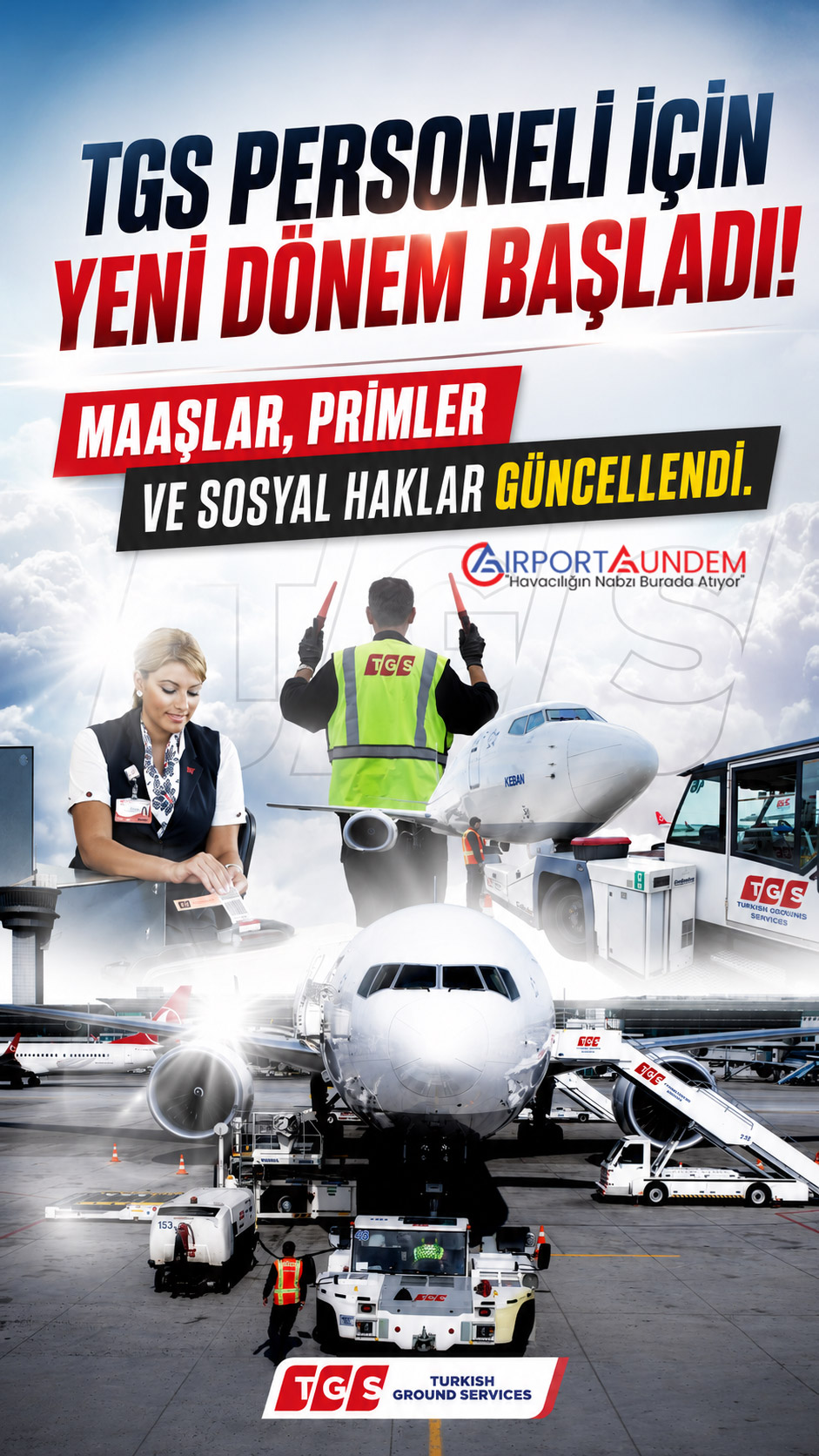 TGS'de Maaşlar Değişti! İşte Yeni Ücret ve Kıdem Ödeneği Tablosu 1 Havacılık Haberleri TGS TGS, 1 Temmuz 2026 itibarıyla çalışanlarına ortalama %18 zam yaptı. Kıdem ödeneği ortalama %230 artırılırken sosyal haklarda da yeni iyileştirmeler hayata geçirildi.
