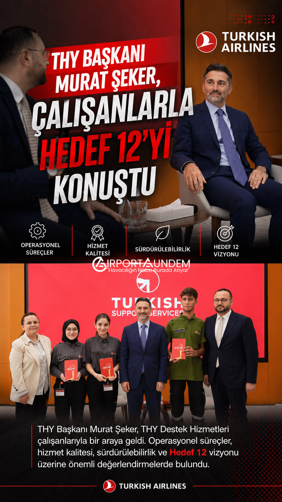 THY Başkanı Murat Şeker, çalışanlarla Hedef 12’yi konuştu 4 Havacılık Haberleri THY THY Başkanı Prof. Dr. Murat Şeker’in THY Destek Hizmetleri çalışanlarıyla gerçekleştirdiği söyleşi