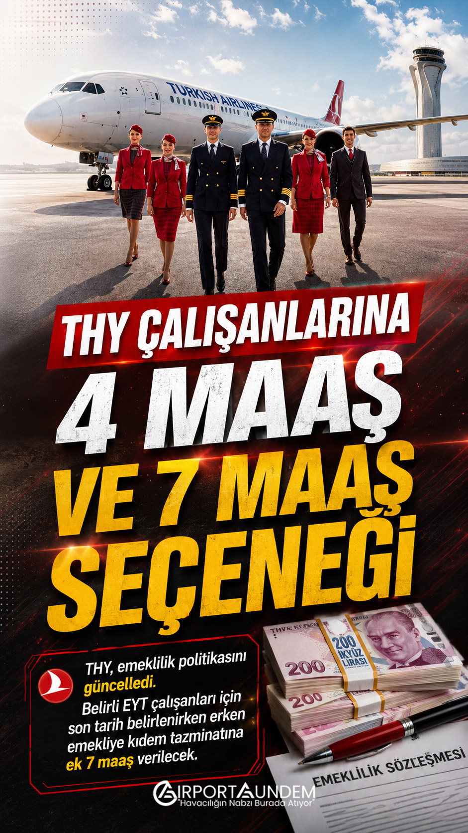 THY Çalışanlarına 4 Maaş ve 7 Maaş Seçeneği 1 Türk Hava Yolları Haberleri THY Türk Hava Yollarının emeklilik politikası ve erken emeklilik teşvikine ilişkin çalışan bilgilendirmesi
