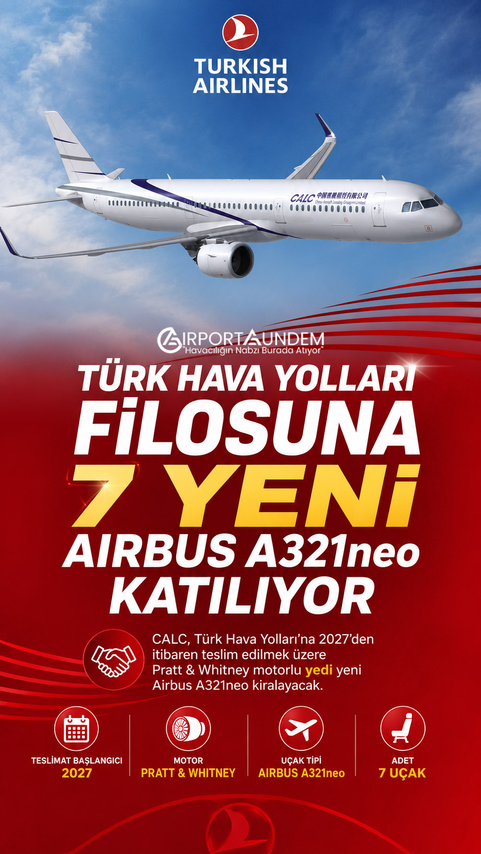 CALC tarafından Türk Hava Yolları’na kiralanacak Airbus A321neo uçağı