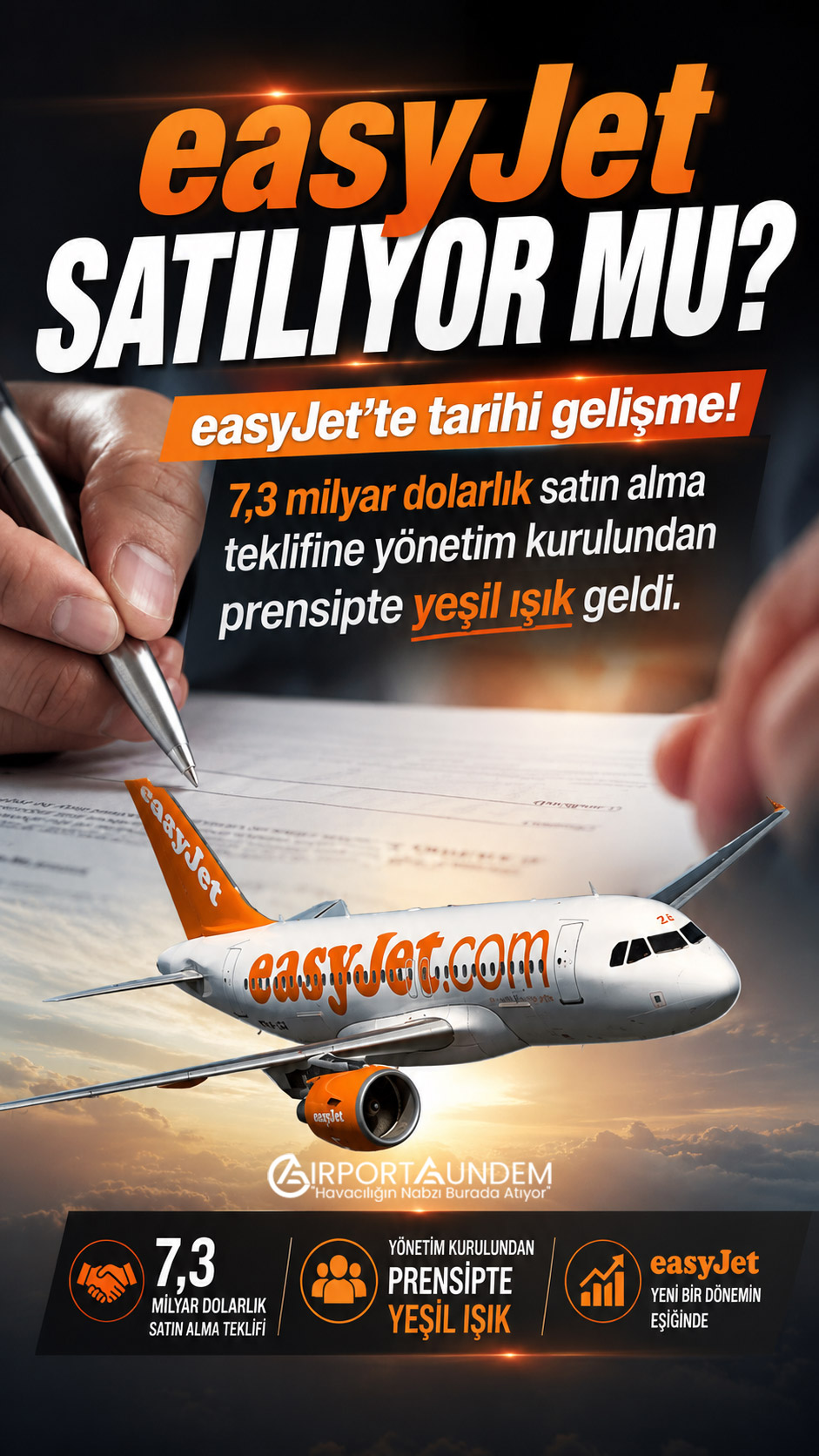 easyJet, Castlelake'in 7,3 milyar dolarlık satın alma teklifini prensipte kabul etmeye hazır. Yönetim kurulu, revize edilen teklife olumlu yaklaşıyor.