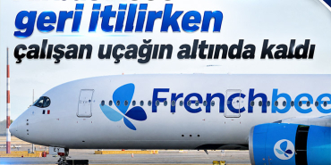 Airbus A350 geri itilirken çalışan uçağın altında kaldı