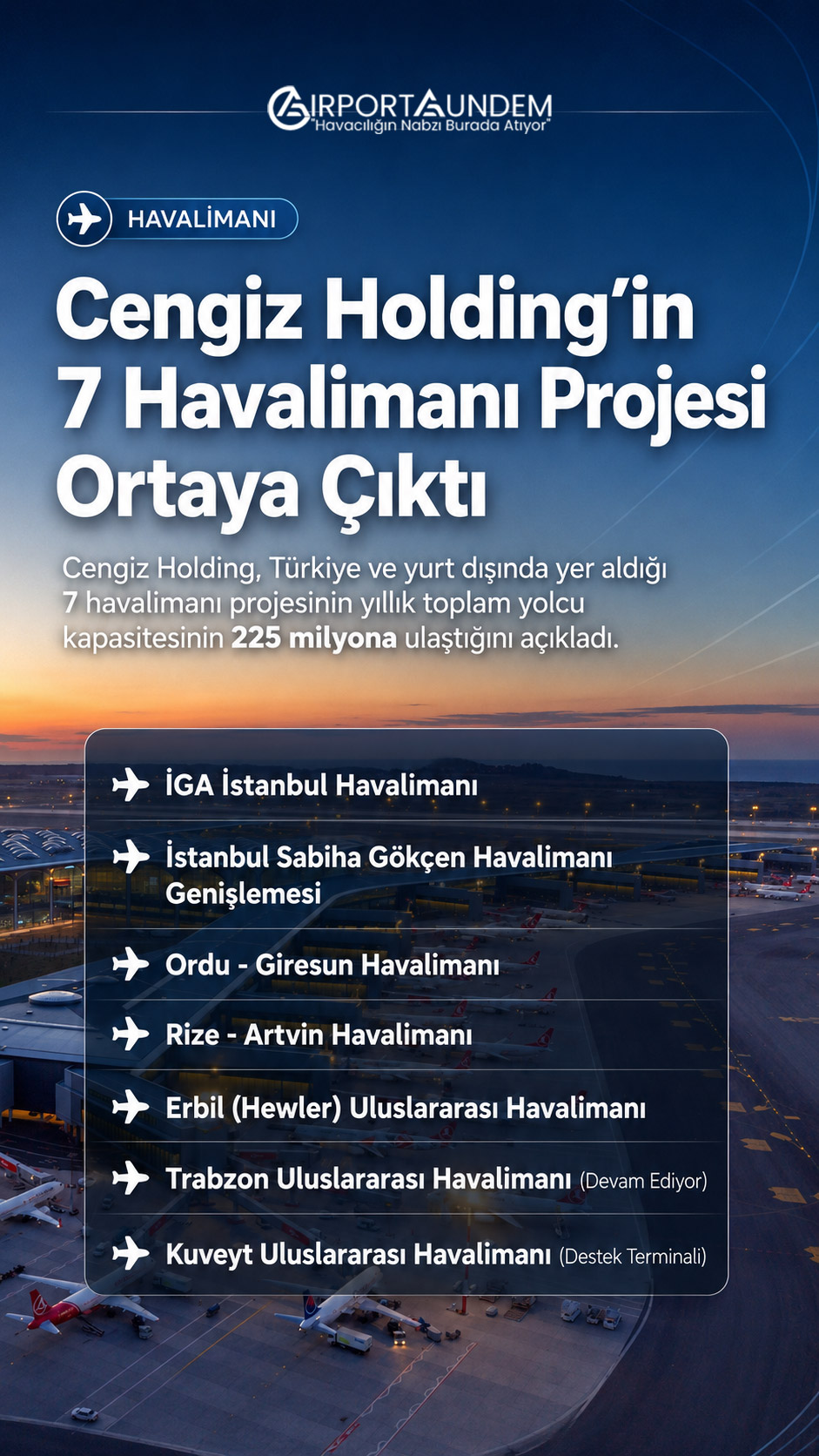 Cengiz Holding’in 7 Havalimanı Projesi Ortaya Çıktı 1 İstanbul Havalimanı Haberleri Cengiz Holding Cengiz Holding’in yıllık 225 milyon yolcu kapasiteli 7 havalimanı projesi