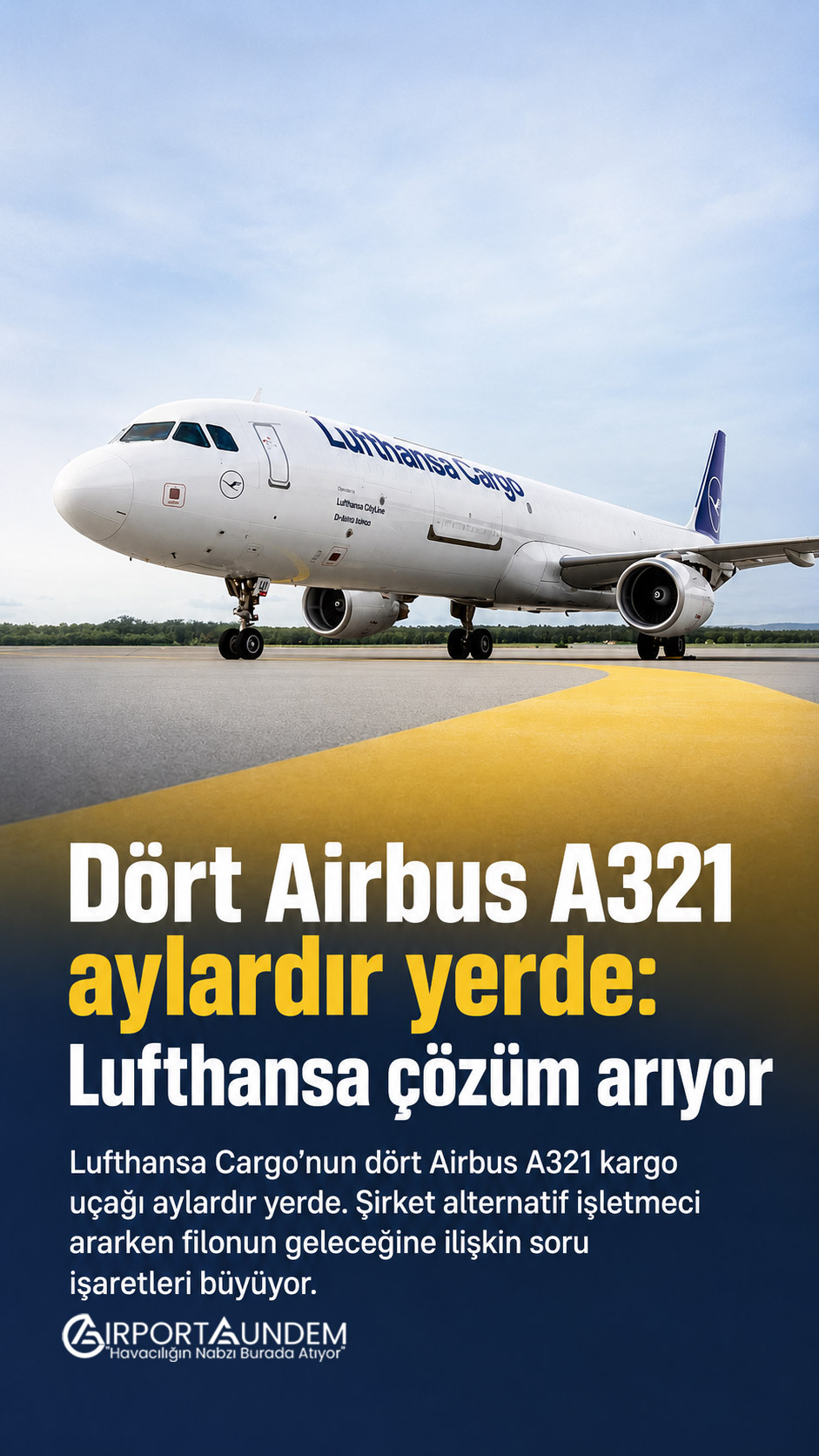 Frankfurt Havalimanı’nda park hâlindeki Lufthansa Cargo Airbus A321 kargo uçakları