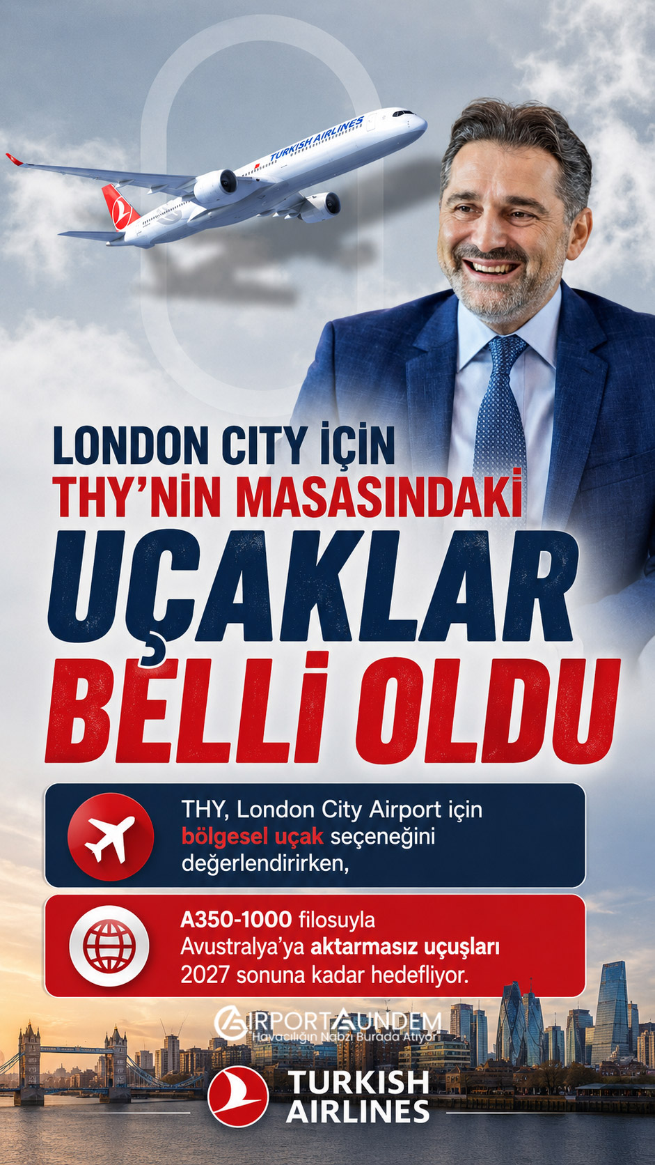 Türk Hava Yolları’nın London City Airport ve Avustralya aktarmasız uçuş planları