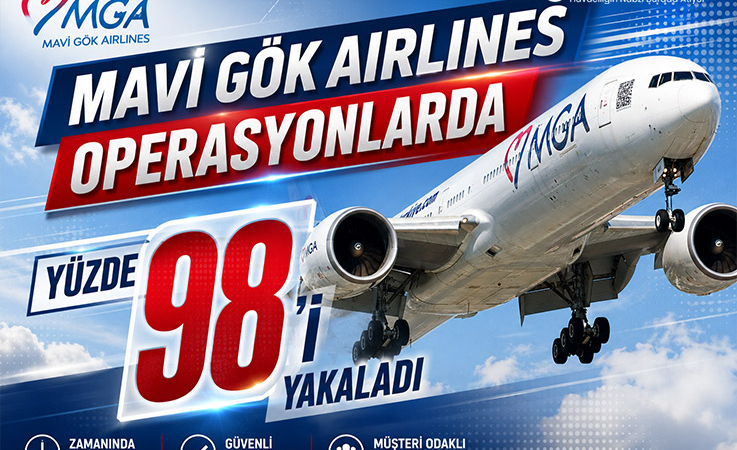 Mavi Gök Airlines Operasyonlarda Yüzde 98’i Yakaladı