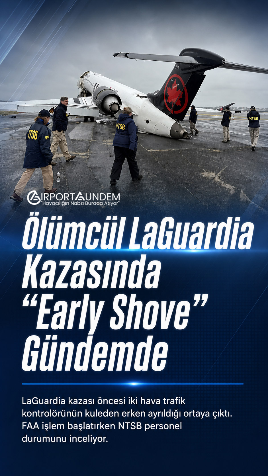 LaGuardia Havalimanı kazası sonrası FAA ve NTSB tarafından incelenen hava trafik kontrol kulesi