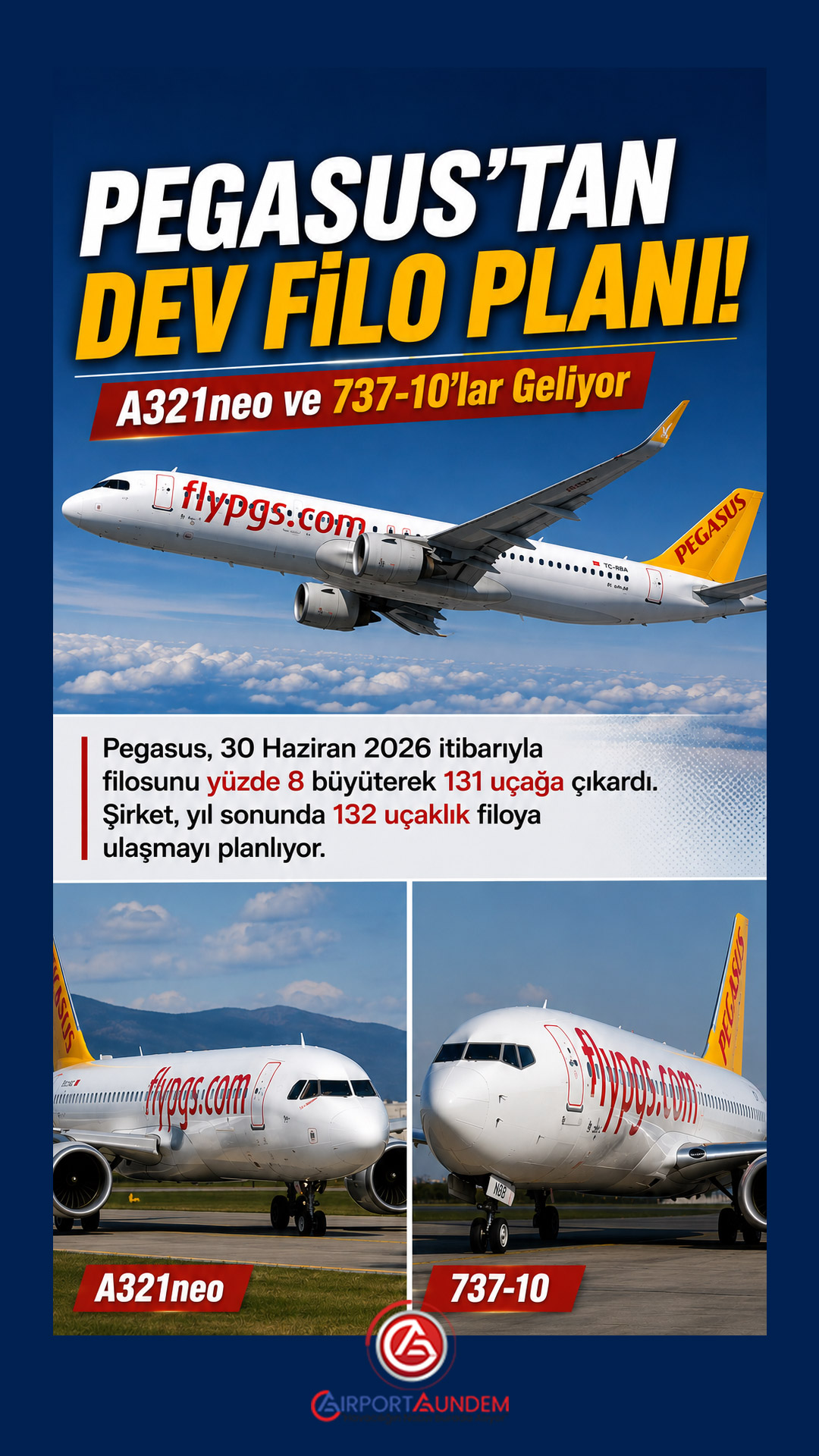 Pegasus Hava Yolları filosundaki Airbus A321neo ve diğer uçaklar