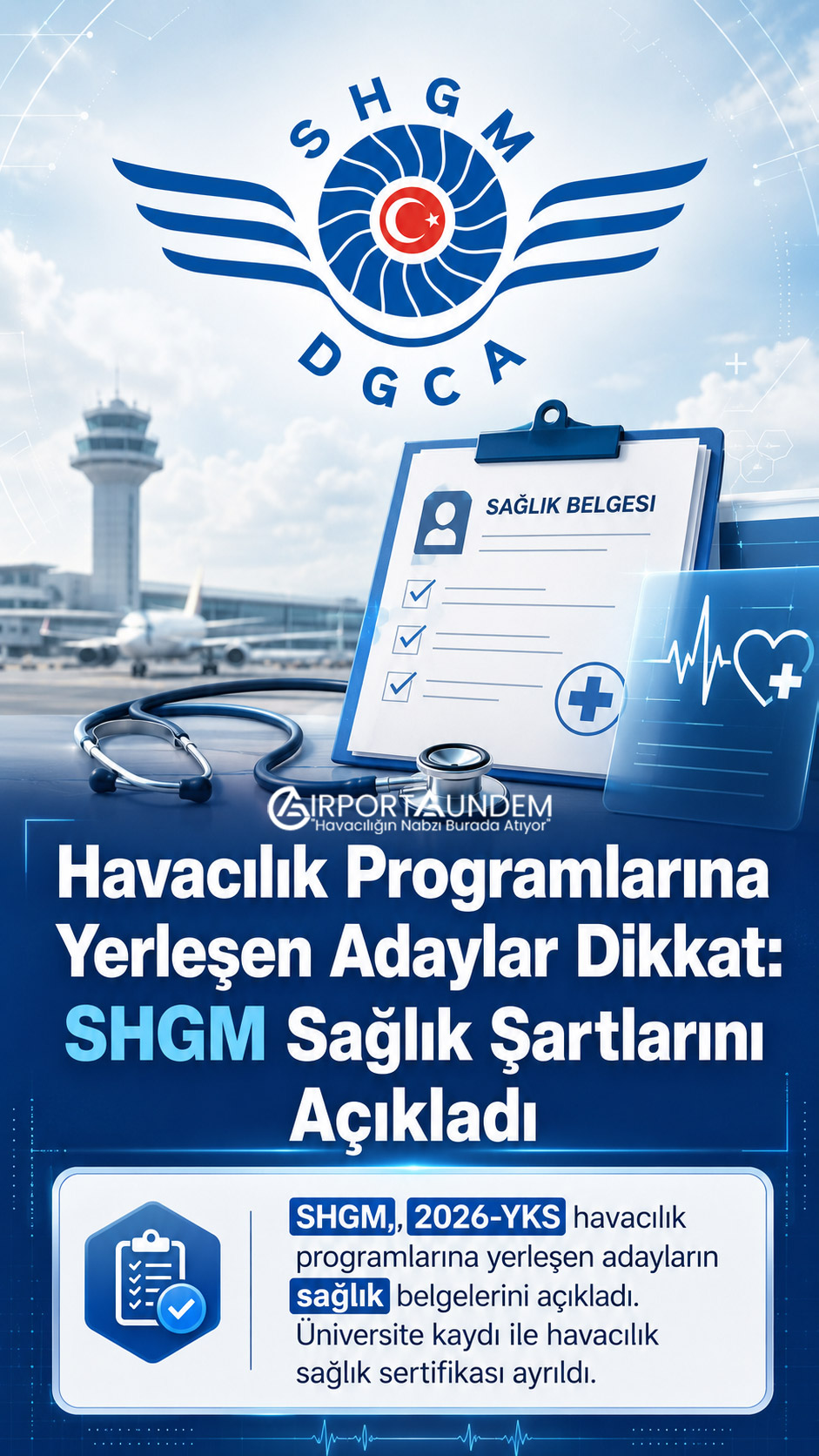 SHGM’nin 2026-YKS havacılık programlarına yerleşen adayların sağlık belgelerine ilişkin bilgilendirmesi