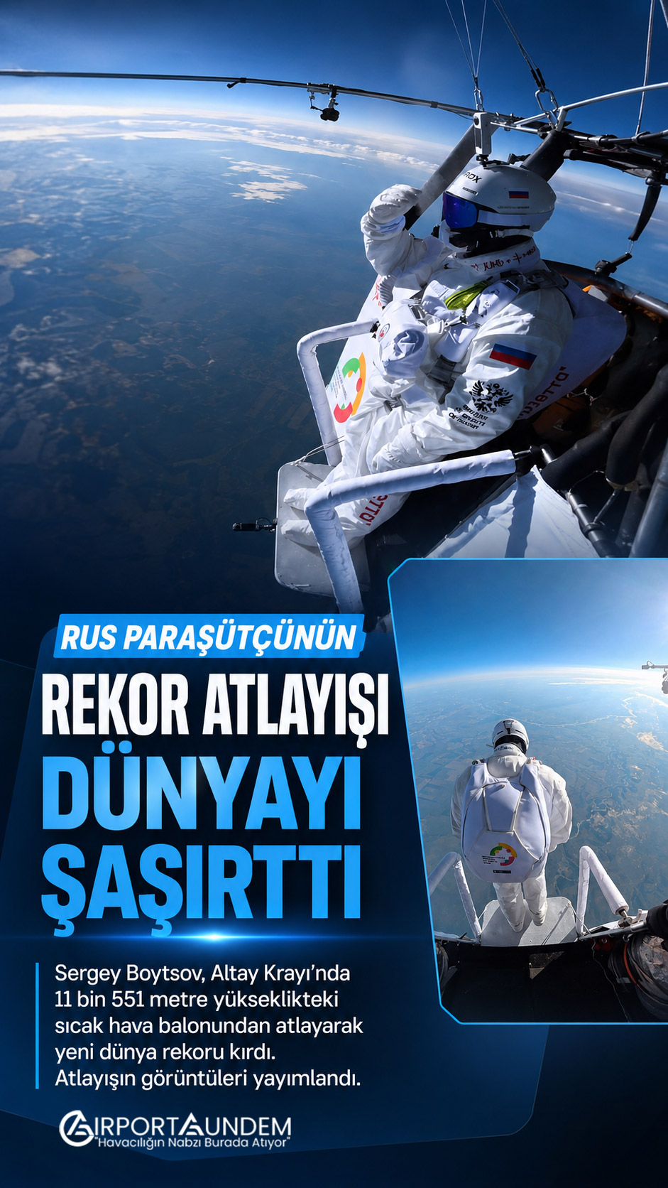 Rus Paraşütçünün Rekor Atlayışı Dünyayı Şaşırttı 4 Havacılık Haberleri Rus Paraşütçü Sergey Boytsov’un 11 bin 551 metre yükseklikten gerçekleştirdiği dünya rekoru paraşüt atlayışı