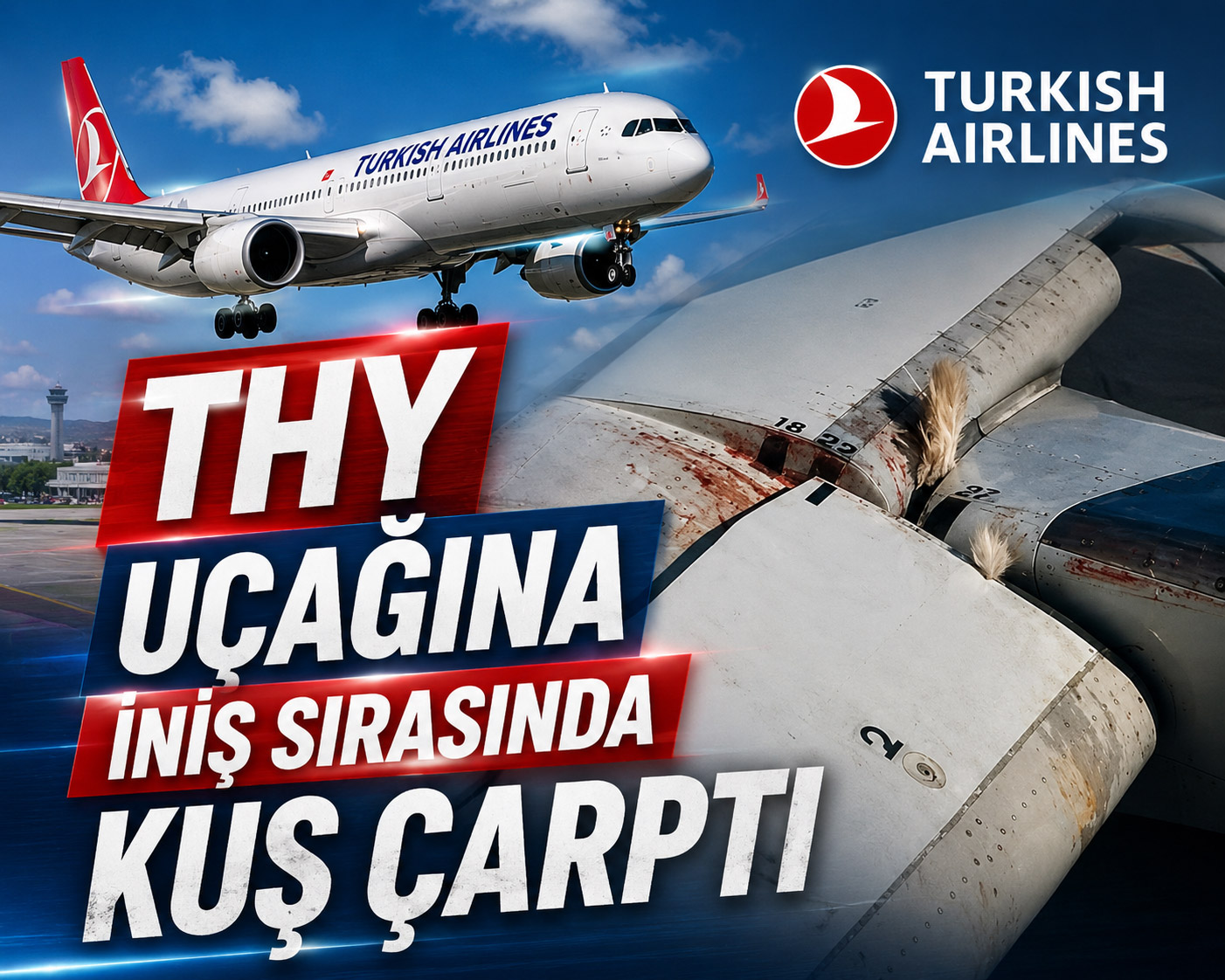 THY Uçağına İniş Sırasında Kuş Çarptı